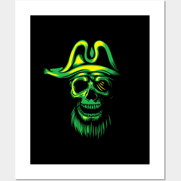 Green Skull Pirate Wall Art by attire zone